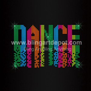 Dance Letters Iron On Rhinestone Transfer